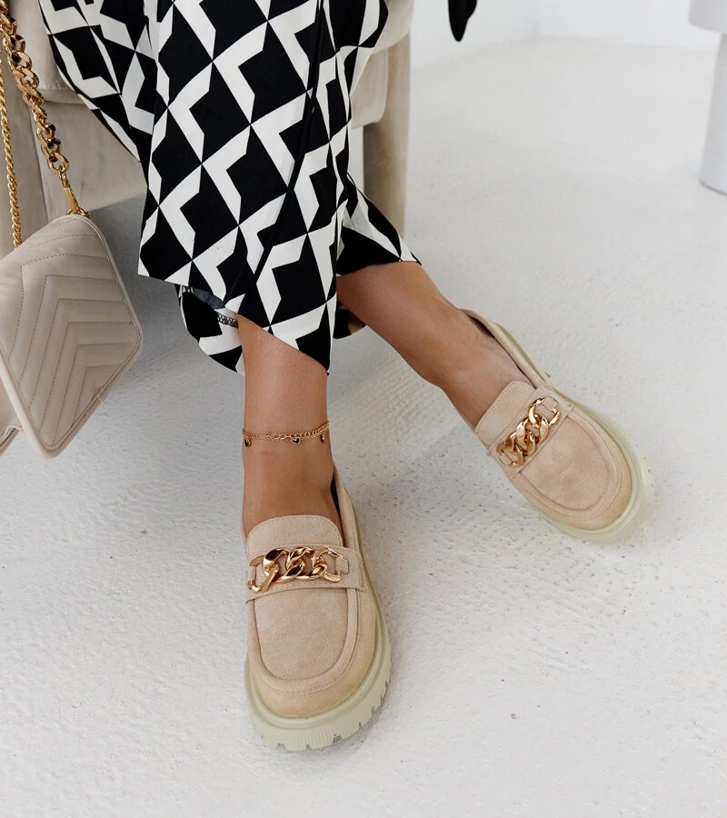 Bežové semišové mokasíny Elenor