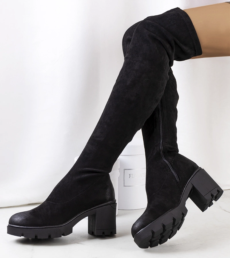 Černé semišové vysoké boty Nina