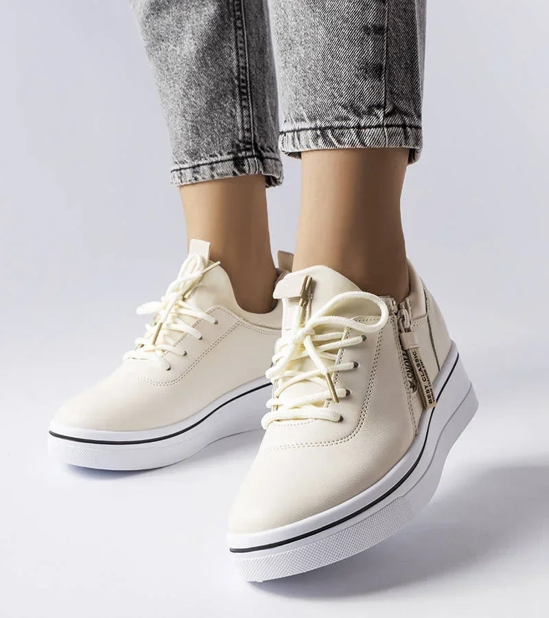 Béžové tenisky Mathieu na nízkém podpatku