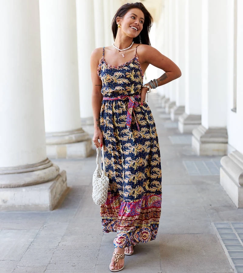 Vzorkované maxi šaty Libera