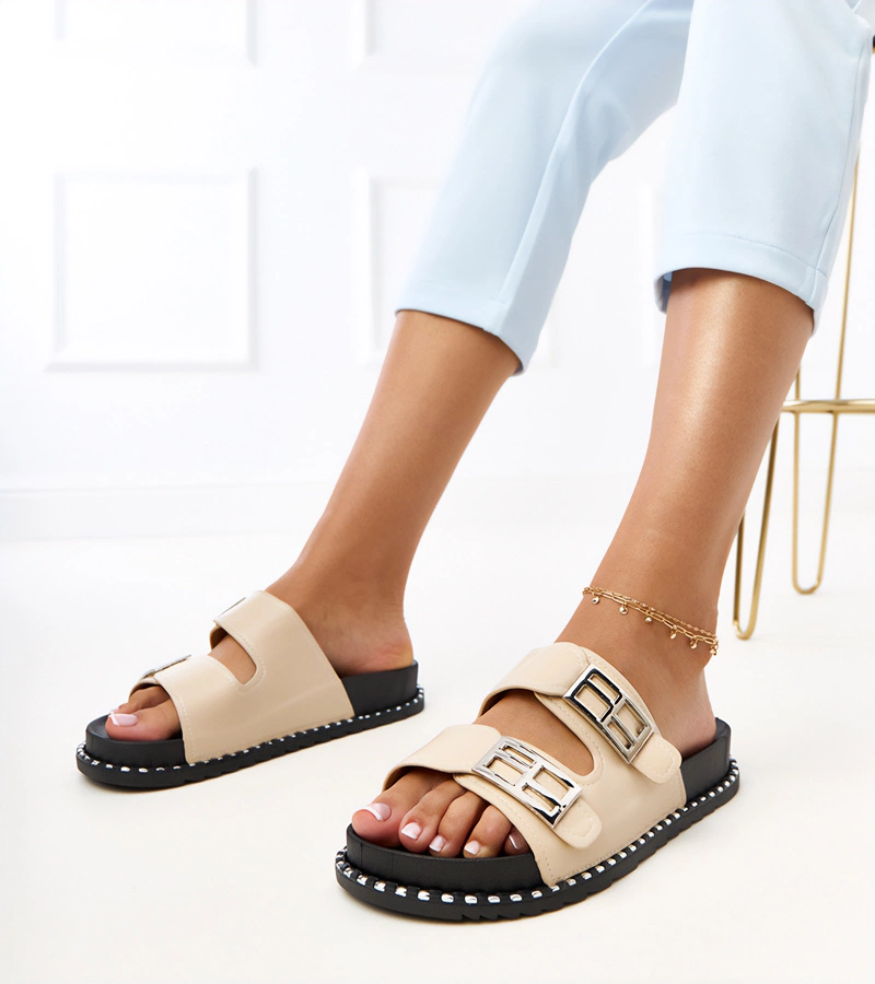 Béžové pantofle na platformě Blau