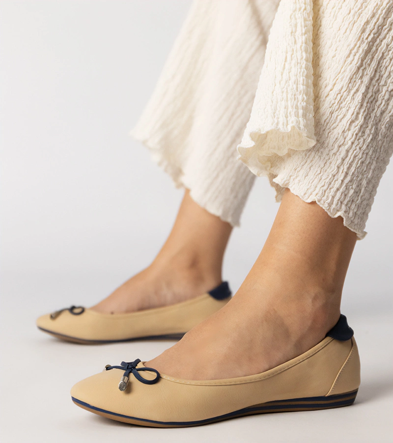 Béžové baleríny zdobené mašlí Maddalena