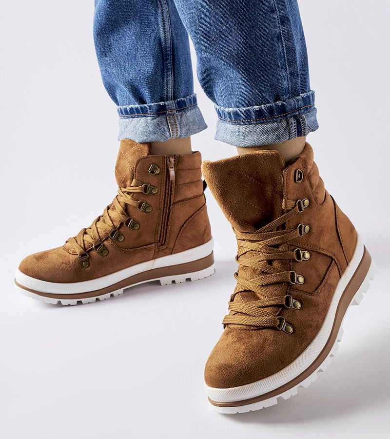 Karamelové zateplené trekingové boty Mazara