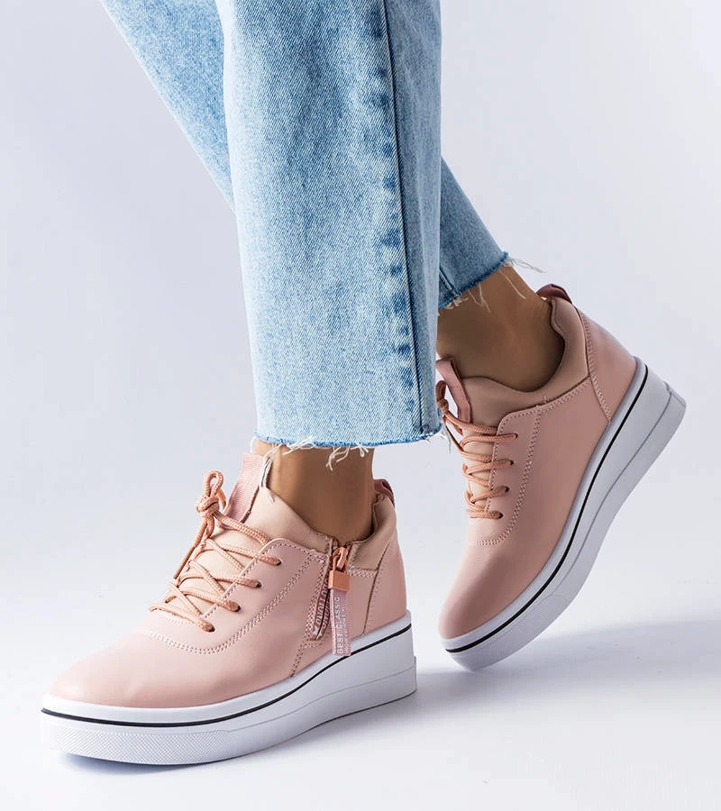 Růžové tenisky na nízkém podpatku Mathieu