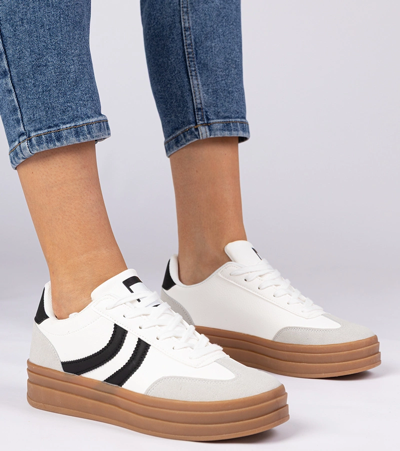 Bílé tenisky dámské s černým detailem Melly