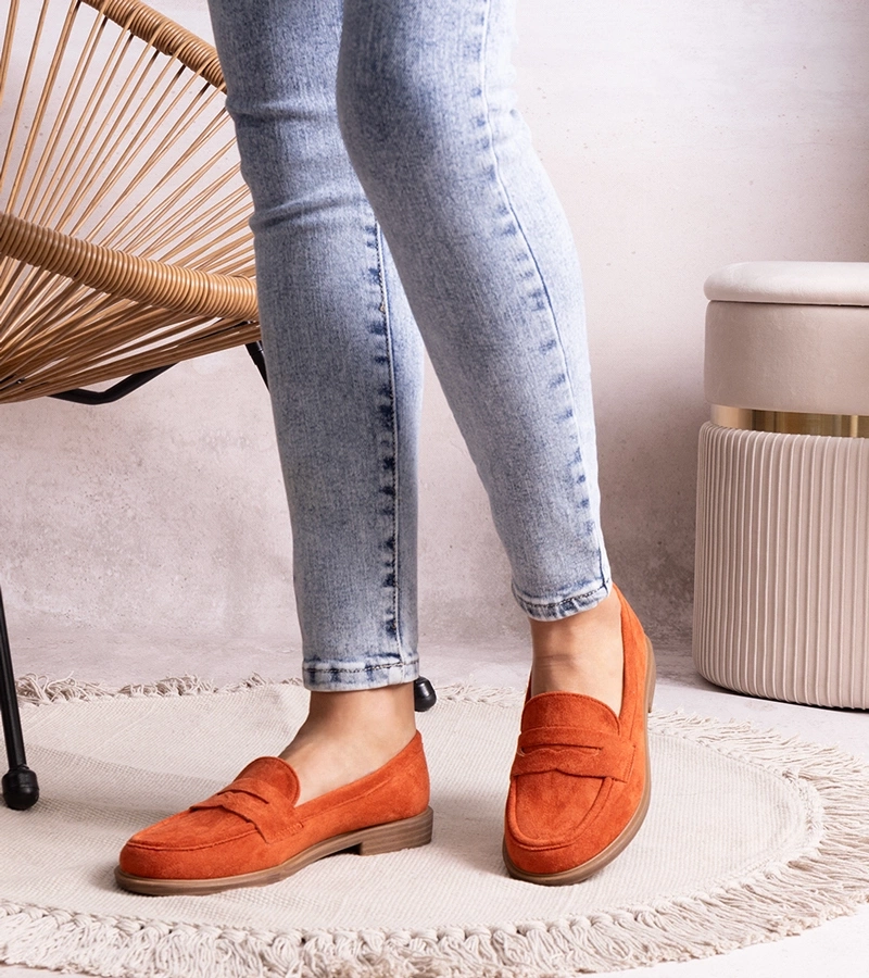 Oranžové semišové mokasíny Miralon