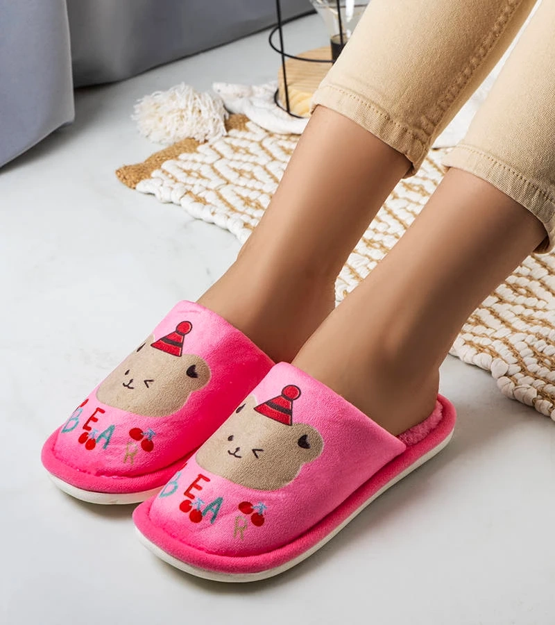 Tmavě růžové měkké pantofle Bear