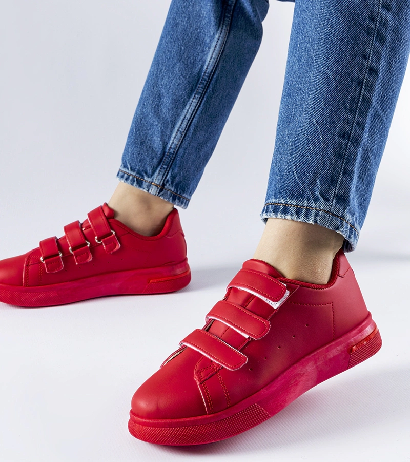 Cervené tenisky na suchý zip Paré