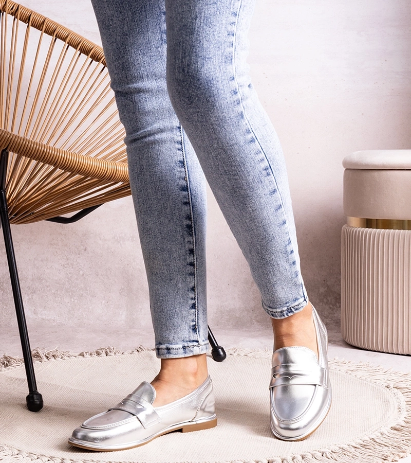 Stříbrné metalické mokasíny Palinka