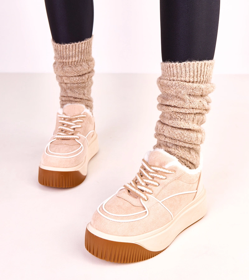 Béžové zateplené tenisky na platformě Vargas
