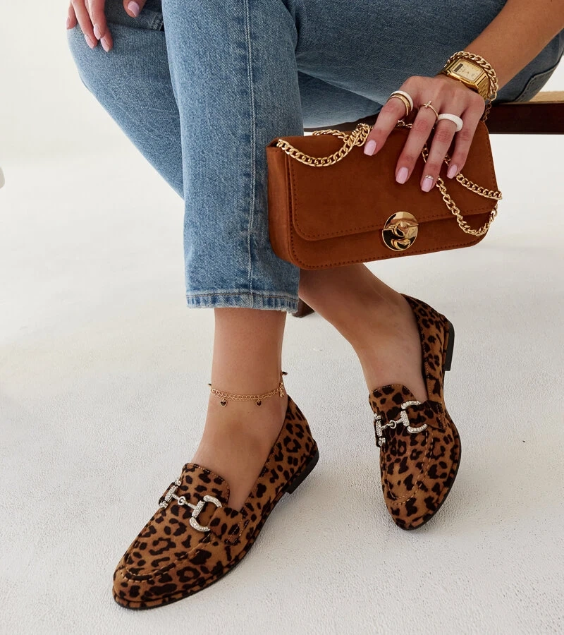 Marijiny panterkové mokasíny se zirkony