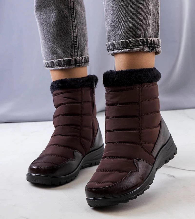 Hnědé prošívané sněhule Beau