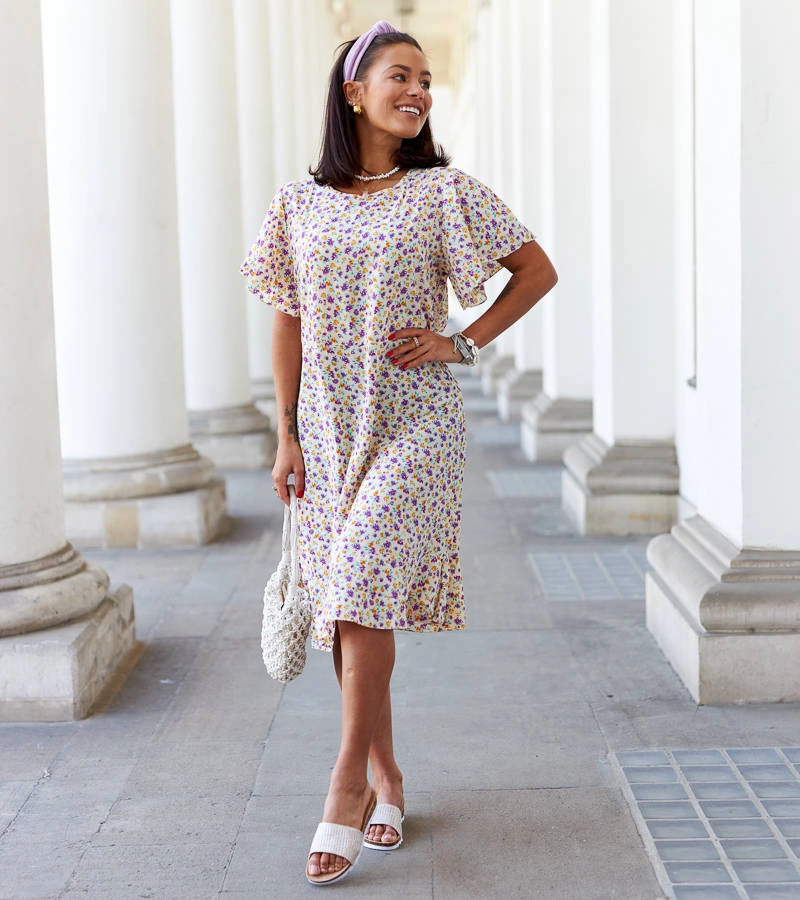 Žluté květinové šaty Protasio