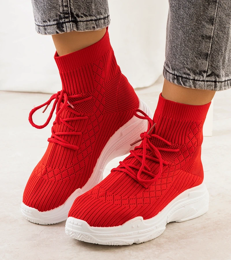 Červené ponožkové tenisky Dowden