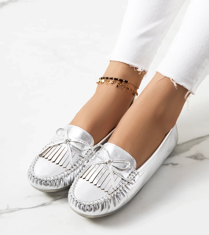 Stříbrné dámské mokasíny Ilana
