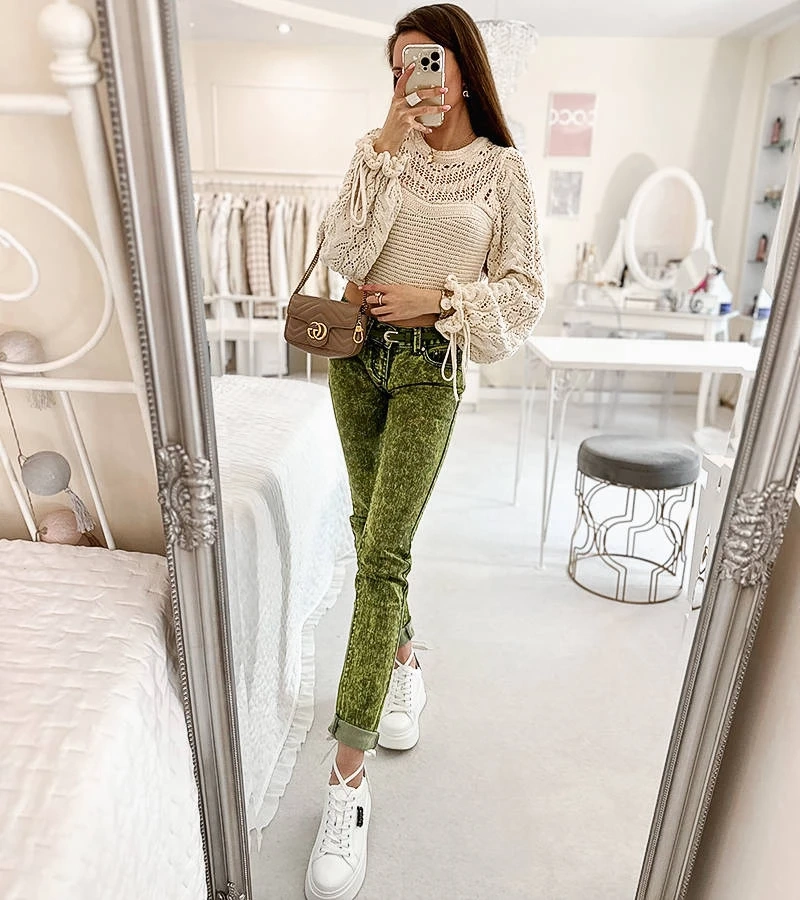 Dámské zelené kalhoty RE-510-2