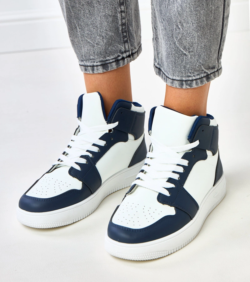 Vysoké tenisky bílo-modré na platformě Olsen