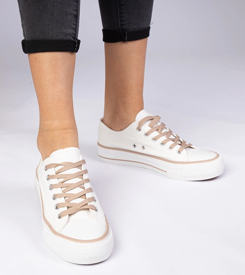 Bílo-hnědé klasické dámské tenisky Ellana