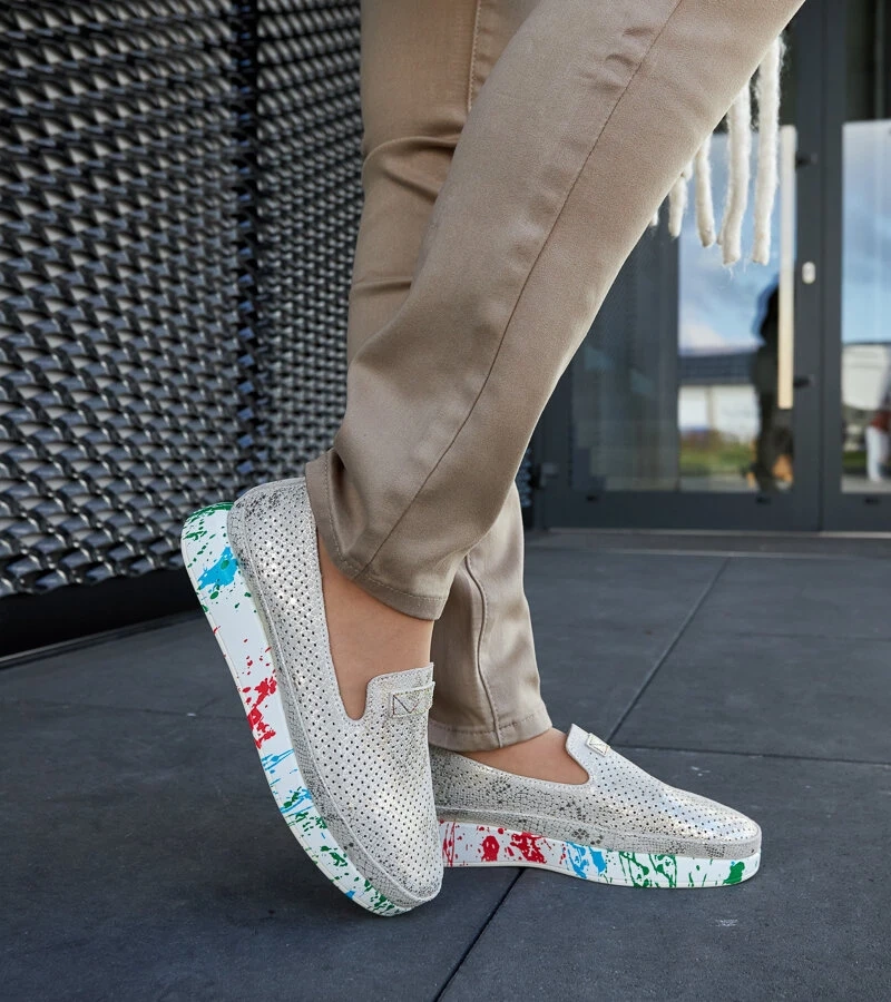 Beige polobotky na barevném klínku Santina