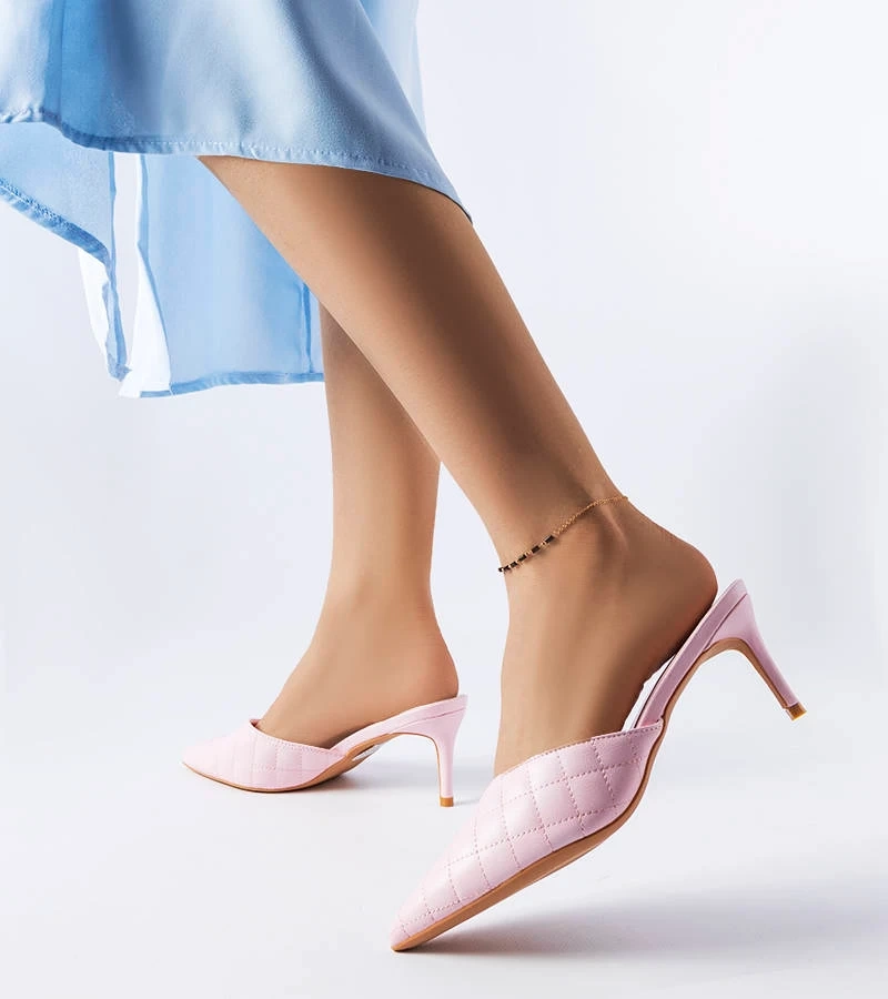 Lambert růžové prošívané žabky na jehlovém podpatku