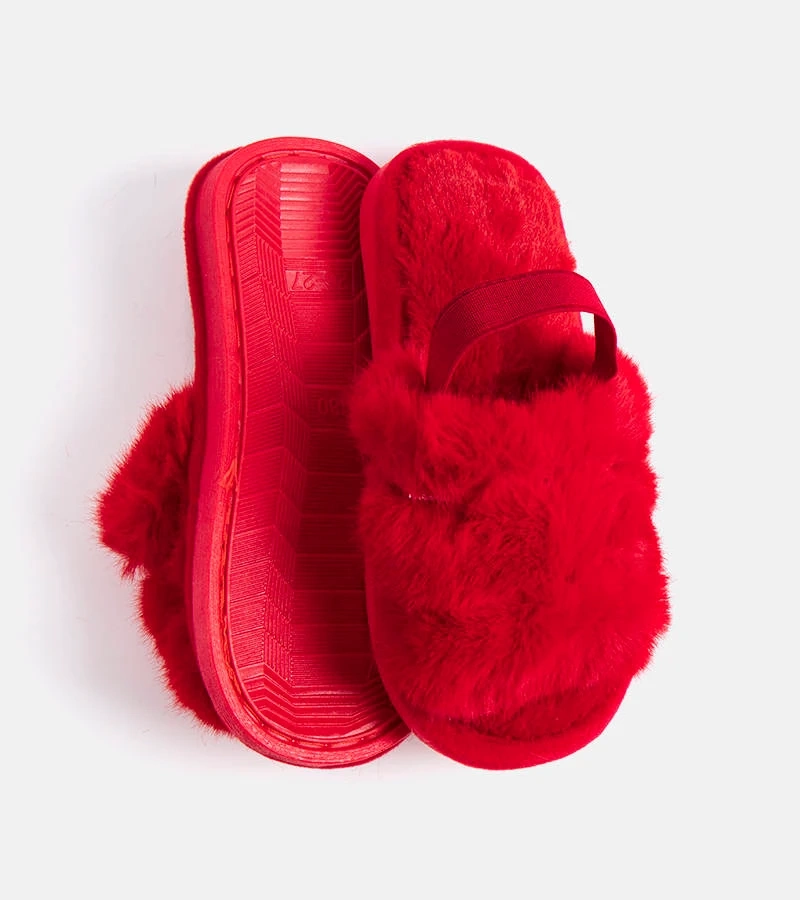 Červené pantofle s gumovou podrážkou Leilany