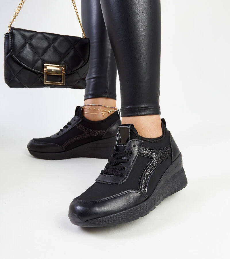 Černé tenisky na platformě Hermina