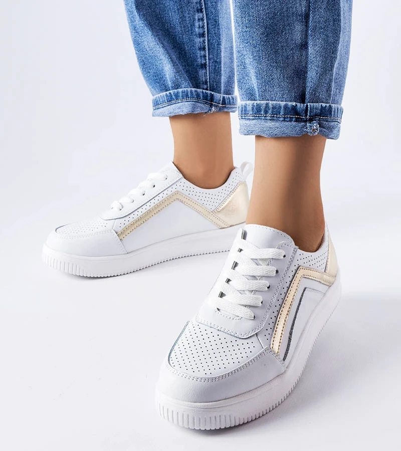 Bílé kožené polobotky s perforací Gilles