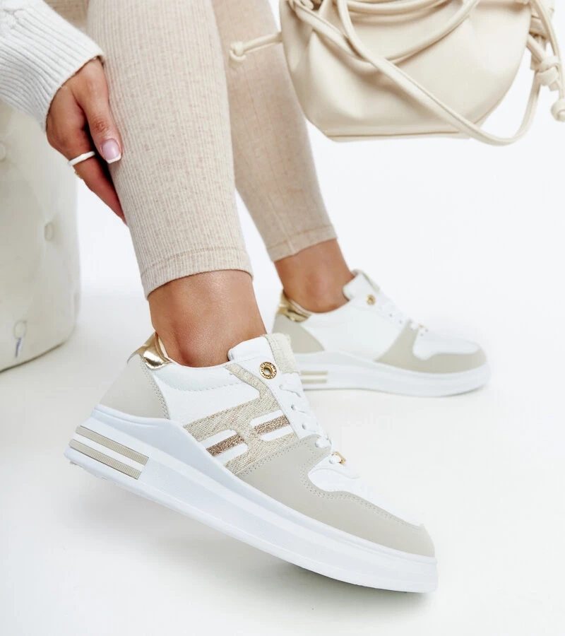 Bílo-béžové tenisky na platformě Negisti