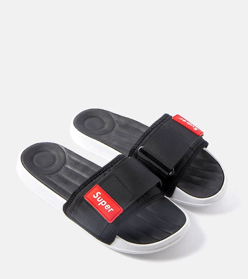 Černé pánské nastavitelné žabky na suchý zip Alley