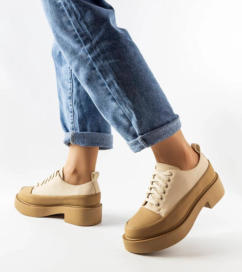 Tmavě béžové polobotky Merico s plochým podpatkem