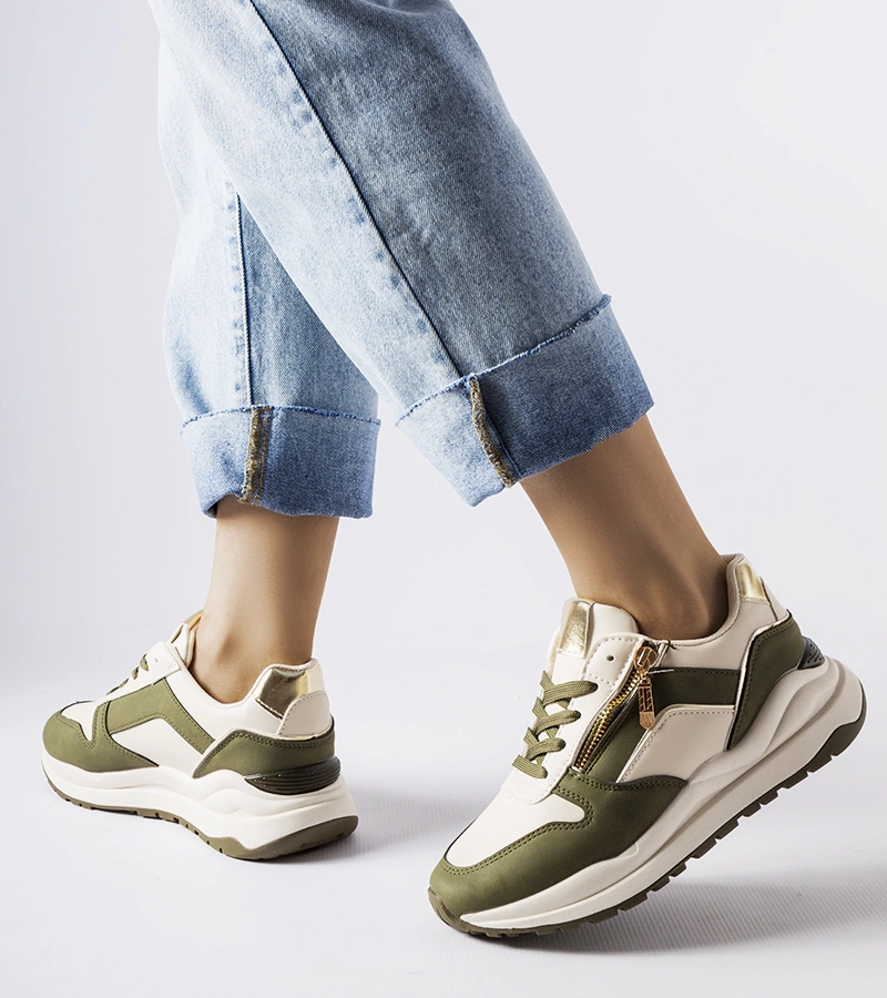 Bílo-zelené tenisky Cecchi