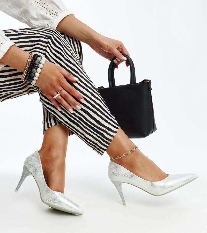 Stříbrné kovové podpatky s koženou vložkou Paume