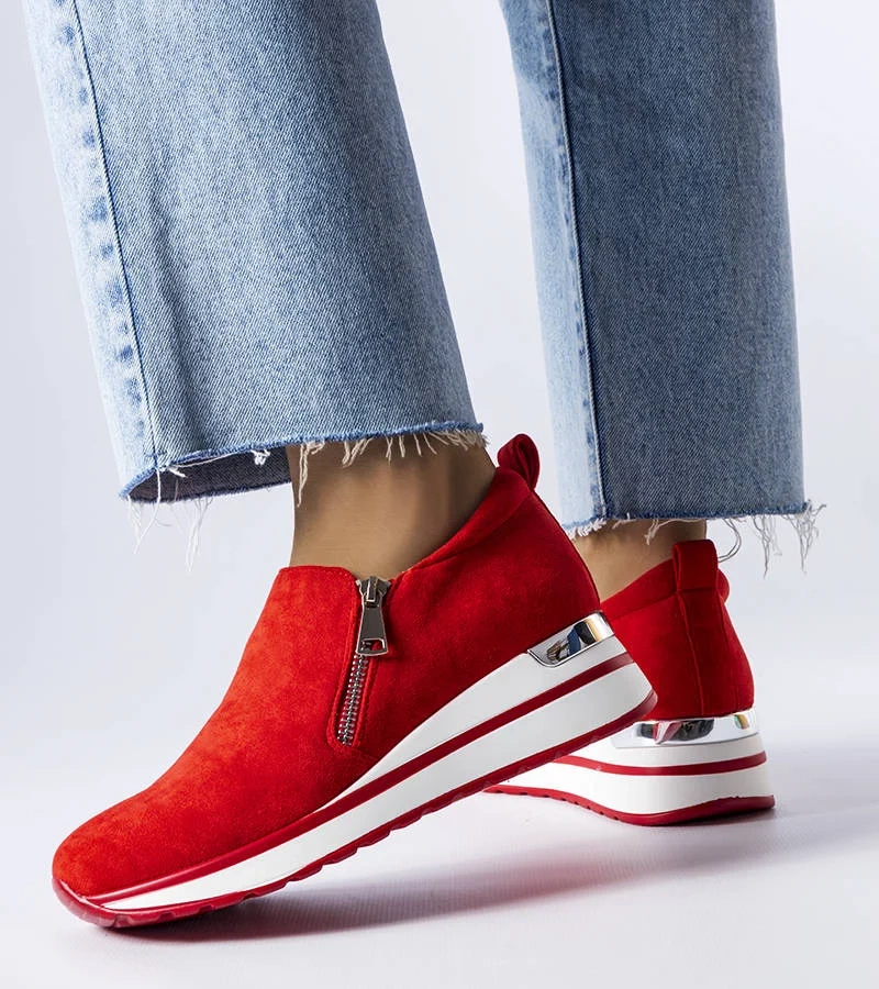 Červené tenisky s podpatky Létourneau