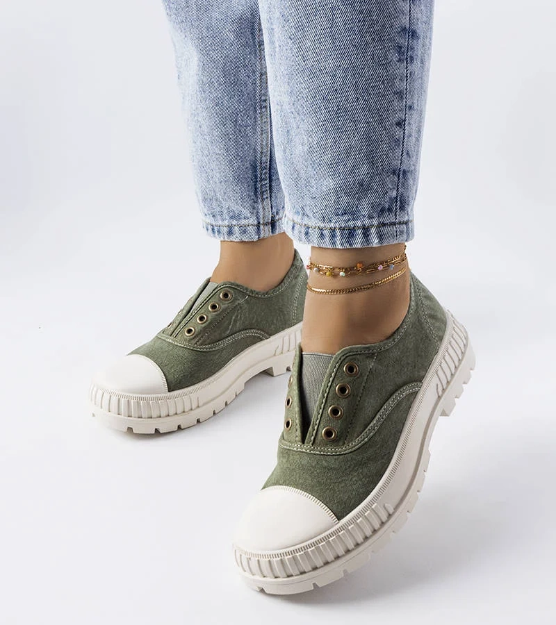 Tmavě zelené tenisky Walton s gumovou podrážkou