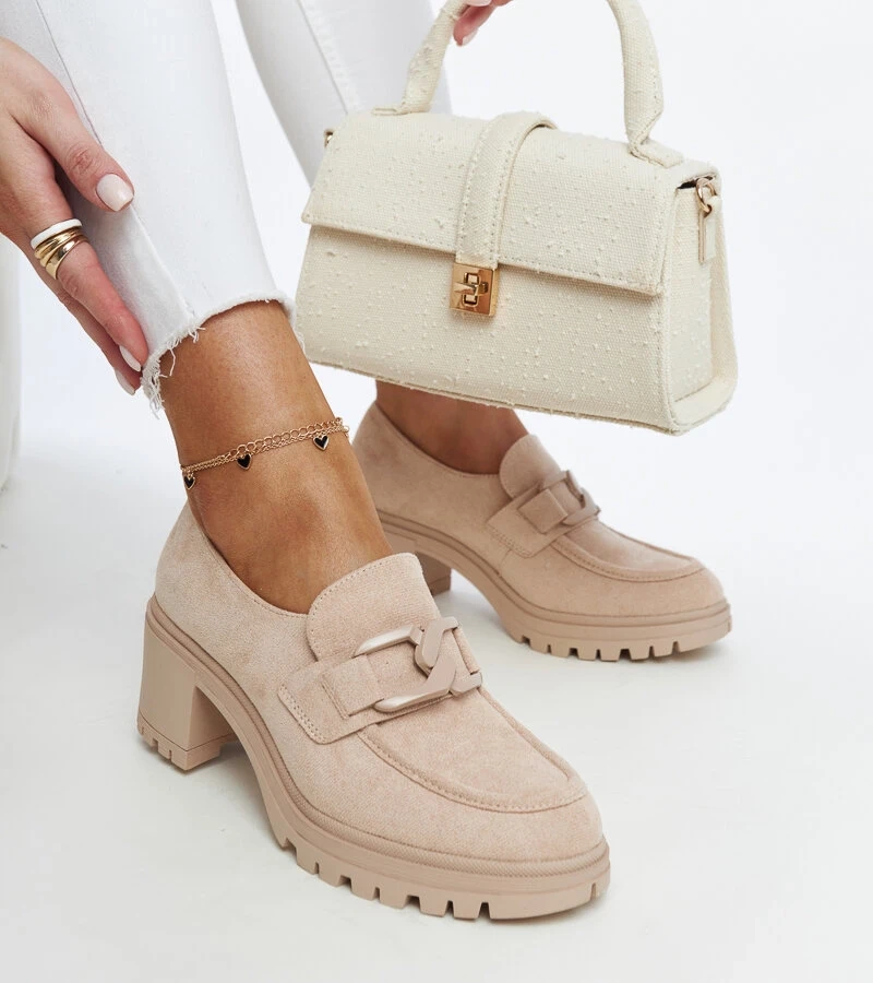 Bežové polobotky s koženou vložkou Vinceza