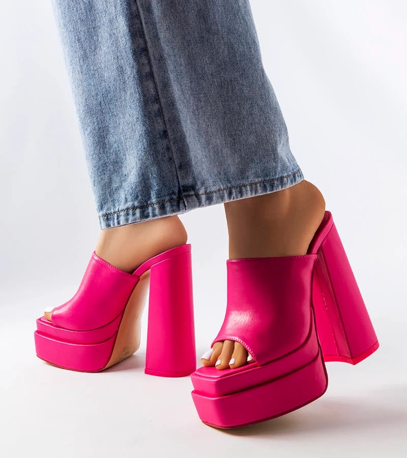 Růžové žabky Mercure na vysokém podpatku