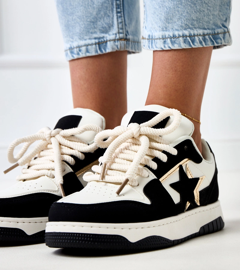 Černo-bílé tenisky na platformě s hvězdami Zerri