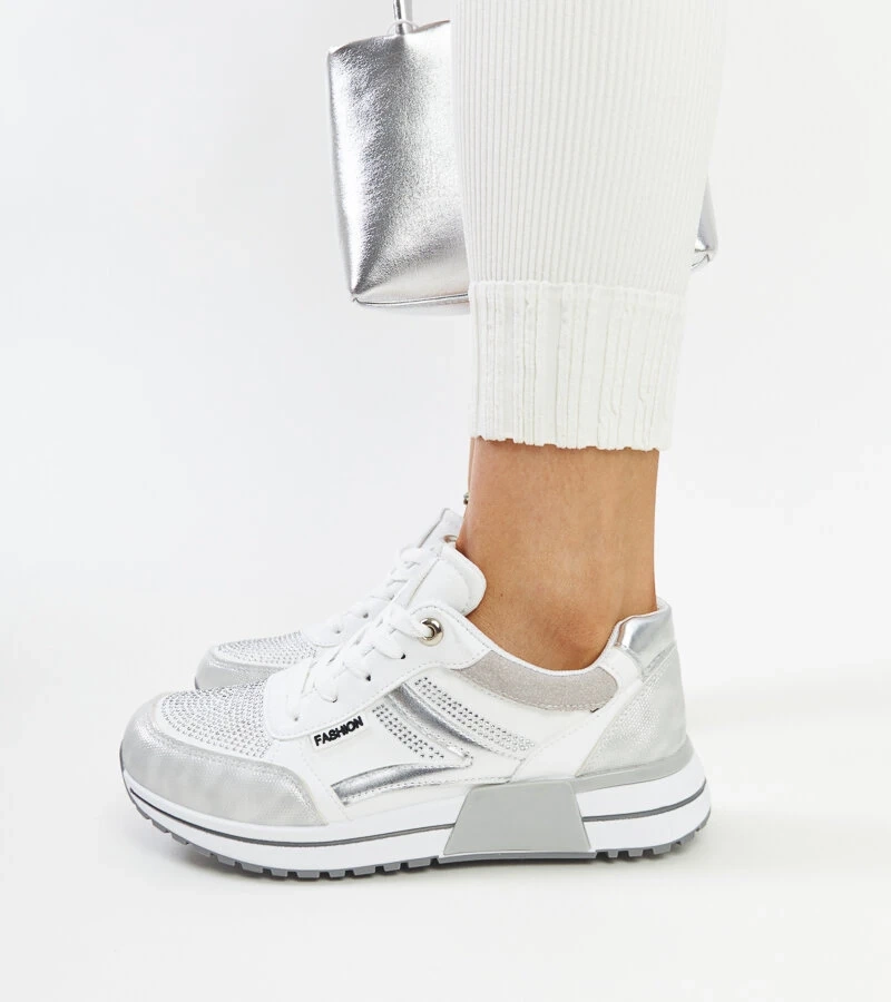 Stříbrné tenisky na platformě s kubíky Mauli