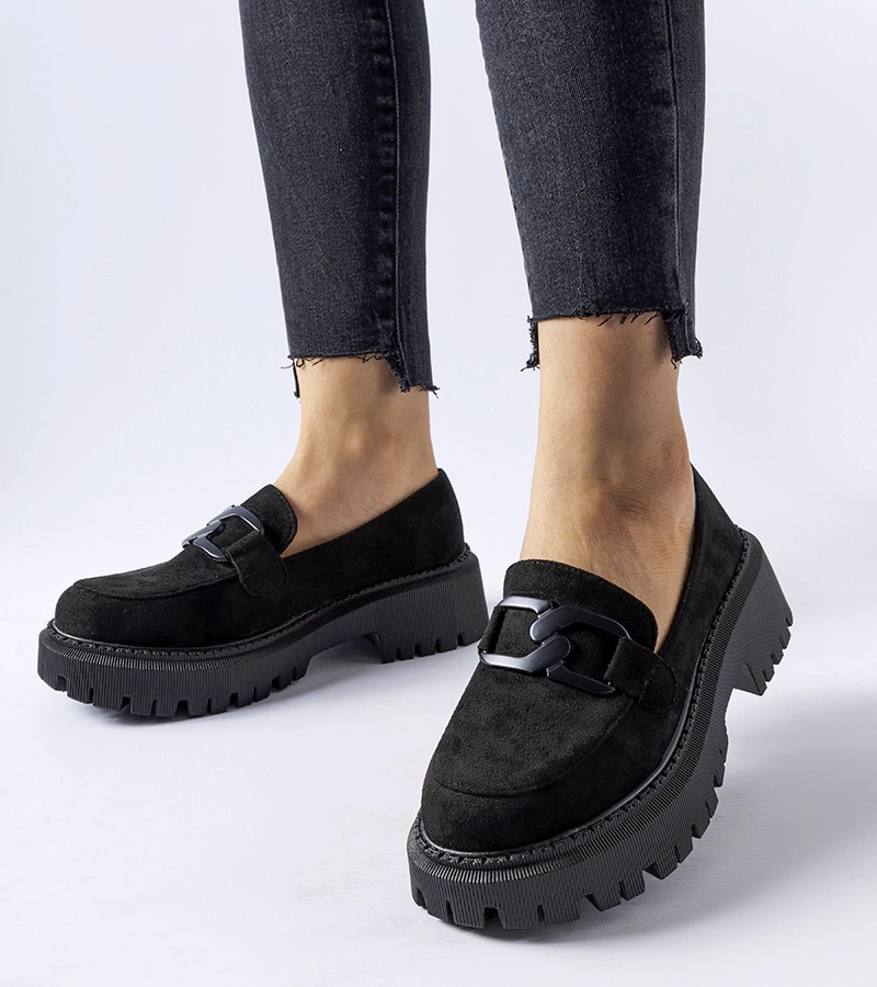 Černé mokasíny z ekosuede Worth