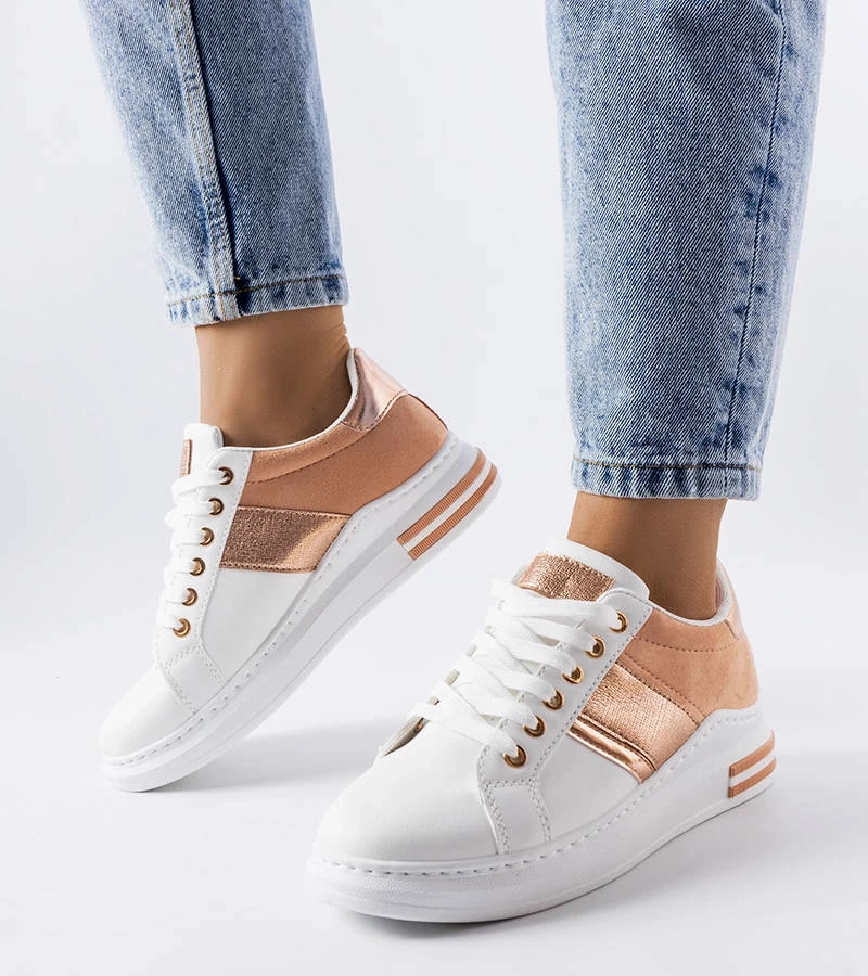 Bílé tenisky s růžovými vložkami Deans