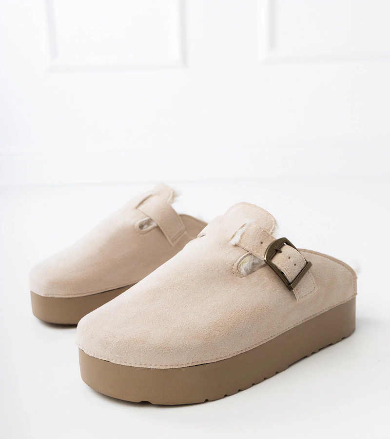 Béžové pantofle s kožíškem Maresa