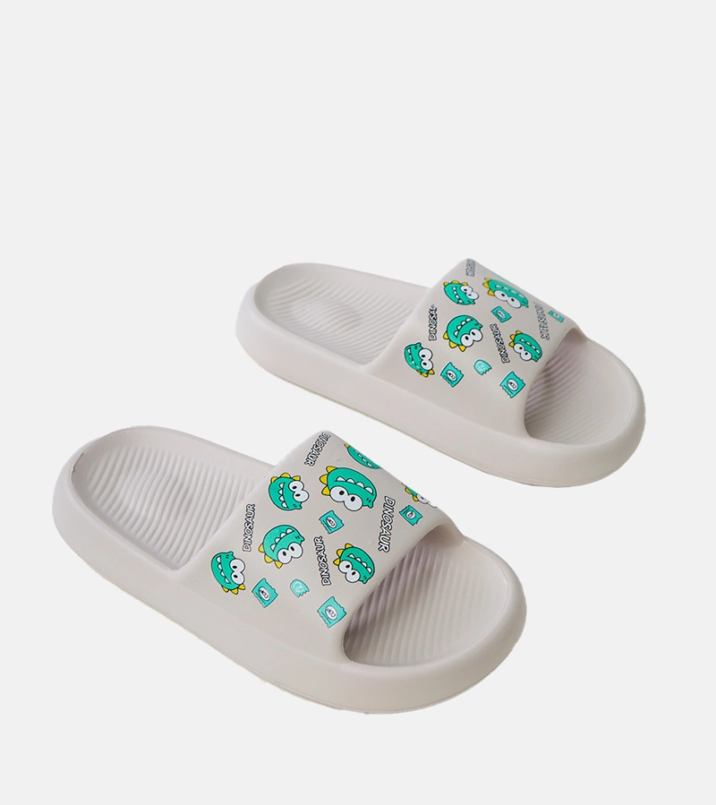 Šedé dětské pantofle s potiskem Dinos