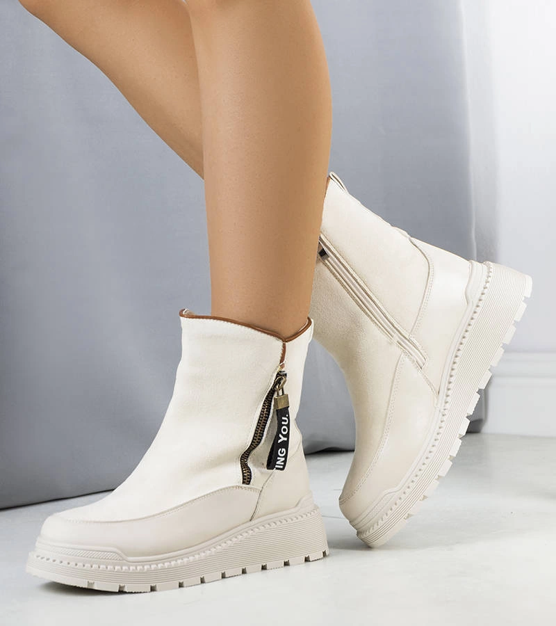 Béžový zateplený boty s platformou Niklas