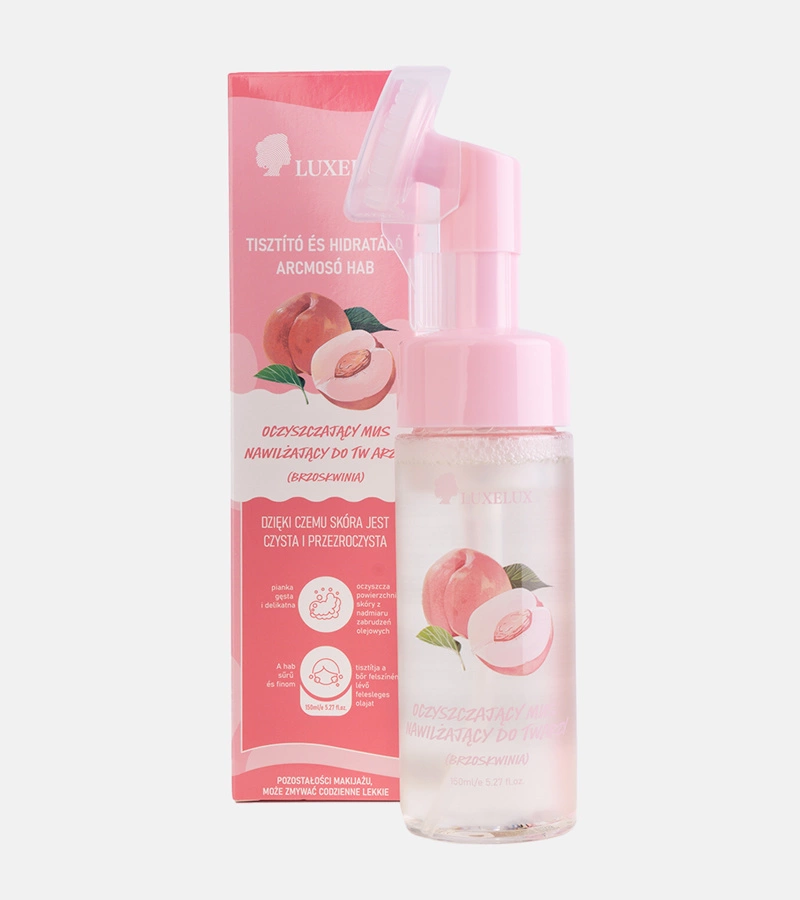 Čisticí a hydratační pleťová pěna s broskví Luxelux 150 ml