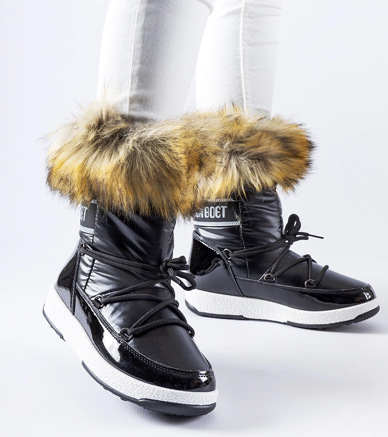 Černé zateplené sněhule s kožešinkou Adamsvil