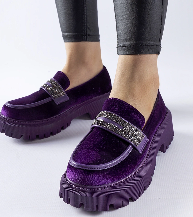 Fialové mokasíny s krystaly Longuelo