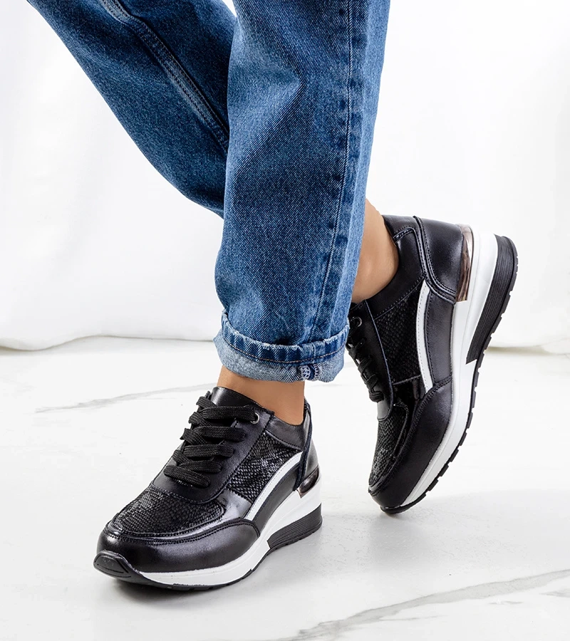 Černé kožené tenisky Veloso