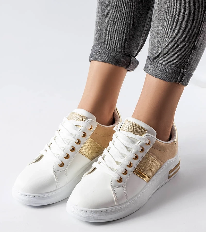 Bílé tenisky s béžovými vložkami Deans