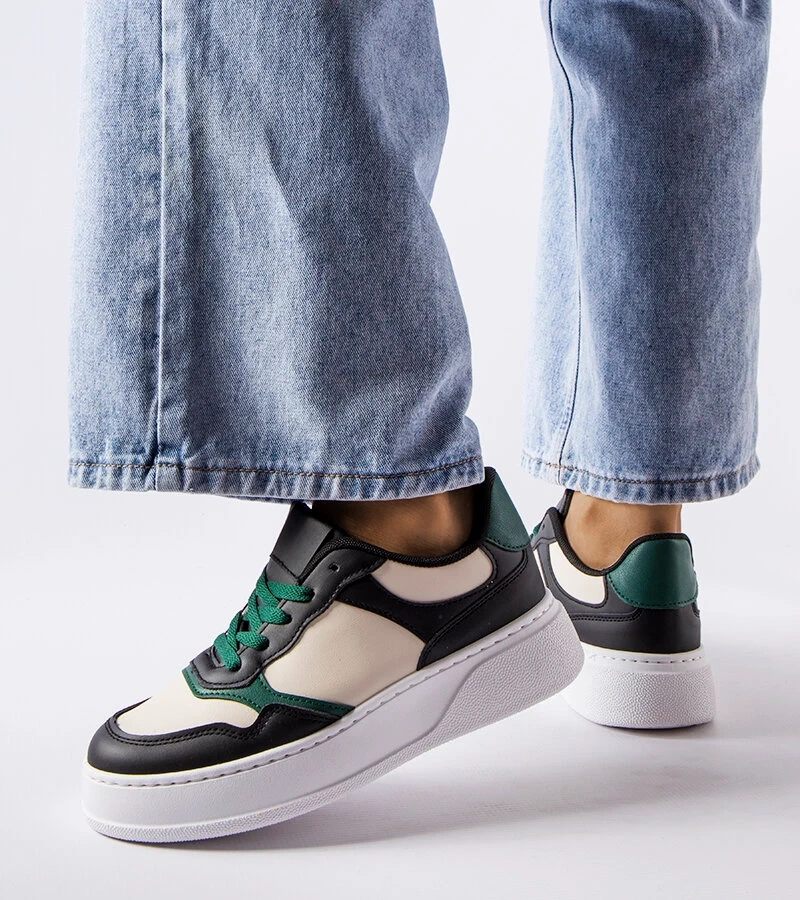 Černo-zelené tenisky na platformě Baron