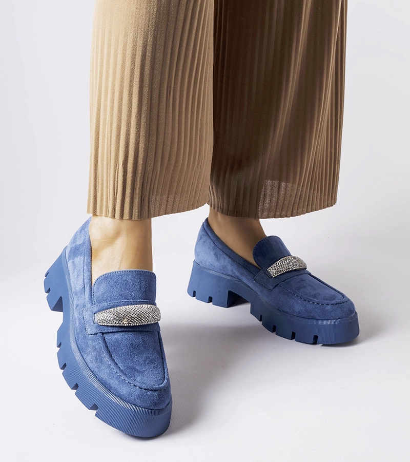 Modré mokasíny s kubíky Macario